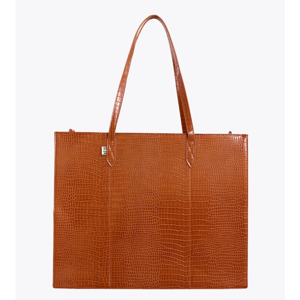 NWT BEIS LARGE WORK TOTE IN COGNAC CROC